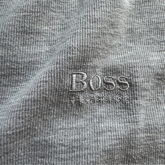 BOSS HUGO BOSS Solid Gray Polo Shirt 2XL Heavy Soft Short Sleeve Excellent - Picture 4 of 8